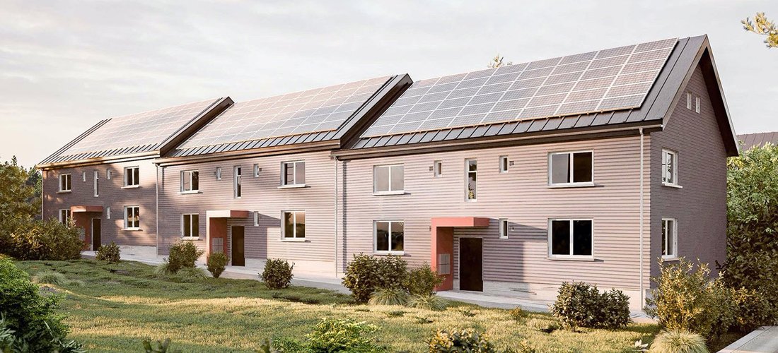Eine Solaranlage verhilft dem ersten Energiesprong-Projekt im niedersächsischen Hameln zu einem CO2-neutralen "Net Zero"-Standard. (Grafik: ecoworks)
