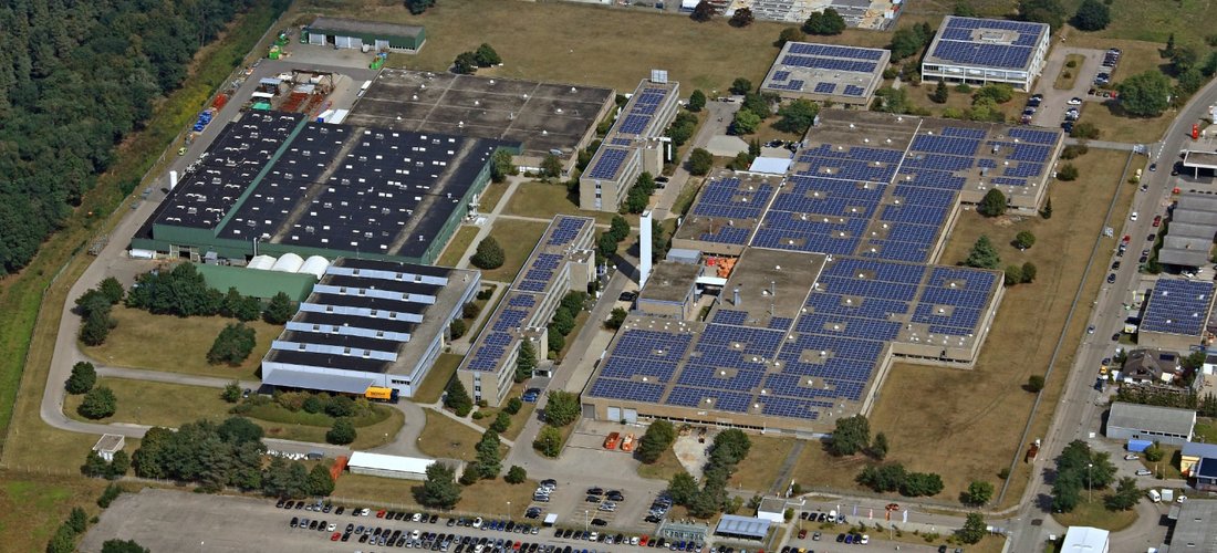 Hier sehen Sie die Solaranlage im Gewerbegebiet Stutensee (Foto: Stadtwerke Tübingen)